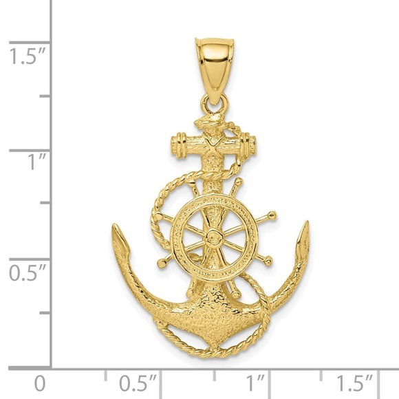 10K Gold 2-D Anchor and Wheel Charm - Picture 2 of 4